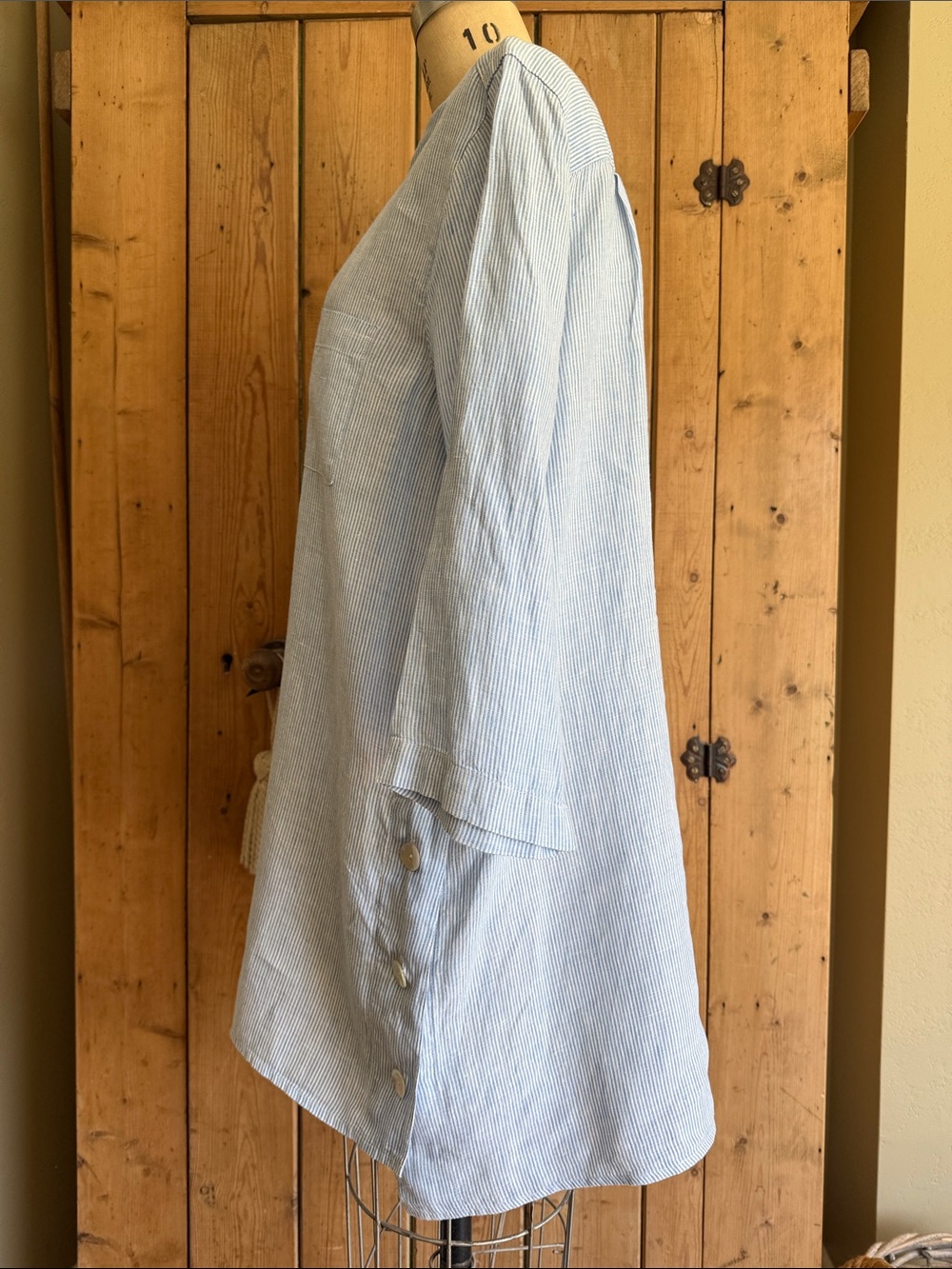 J. Jill Light Blue Pinstripe Long Shirt Tunic